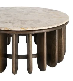Zona-Design Stolik kawowy MARMOLON 90 cm drewno mango marmur
