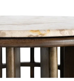 Zona-Design Stolik kawowy MARMOLON 90 cm drewno mango marmur