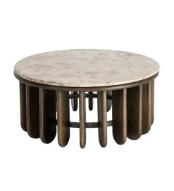 Zona-Design Stolik kawowy MARMOLON 90 cm drewno mango marmur