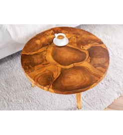 Invicta Interior - przedsprzedaż Stolik kawowy MOSAIK 60 cm naturalny teak