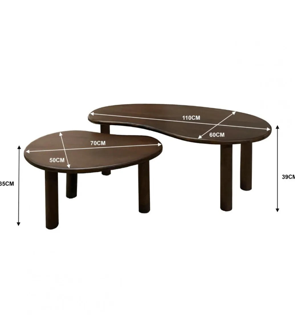 LF-Design Stolik kawowy NUBI set 2 drewno mango brąz