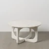 Zona-Design Stolik kawowy ONAKI 75 cm drewno mango marmur biały