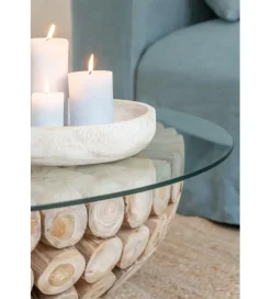 J-Line Stolik kawowy OPEN 110 cm drewno teak