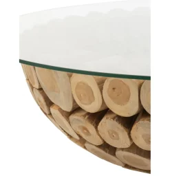 J-Line Stolik kawowy OPEN 110 cm drewno teak