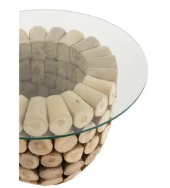 J-Line Stolik kawowy OPEN 70 cm drewno teak