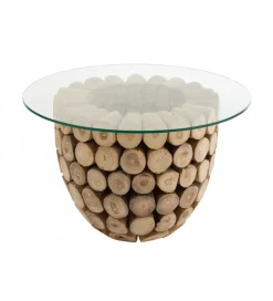 J-Line Stolik kawowy OPEN 70 cm drewno teak