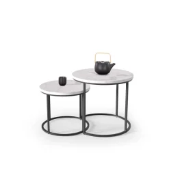 Halmar Stolik Kawowy OREO set 2 w kolorze białego marmuru