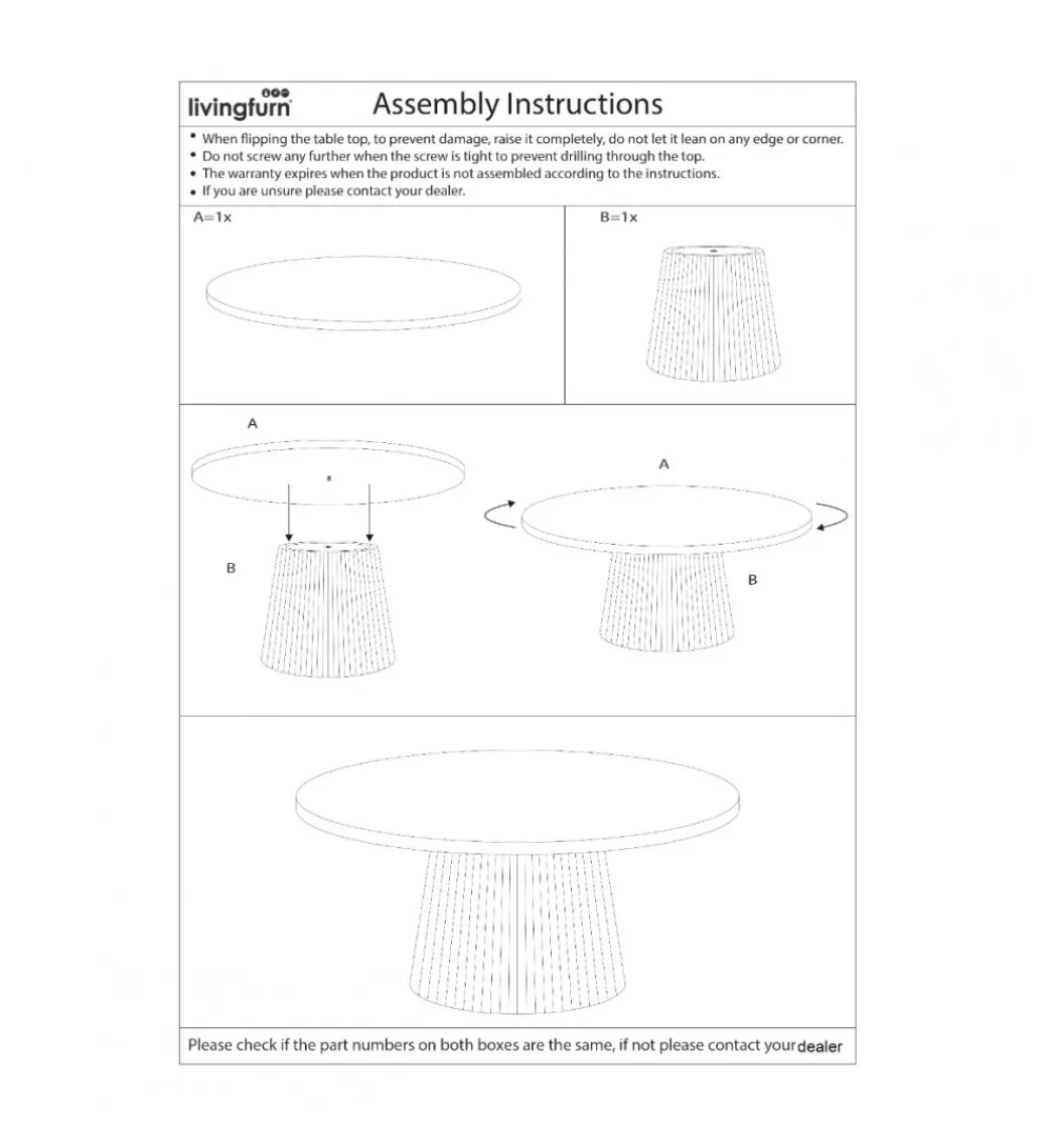 LF-Design Stolik kawowy PATO 80 cm drewno mango biała