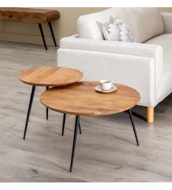 Zona-Design Stolik kawowy PIRLO SET II drewno akacja