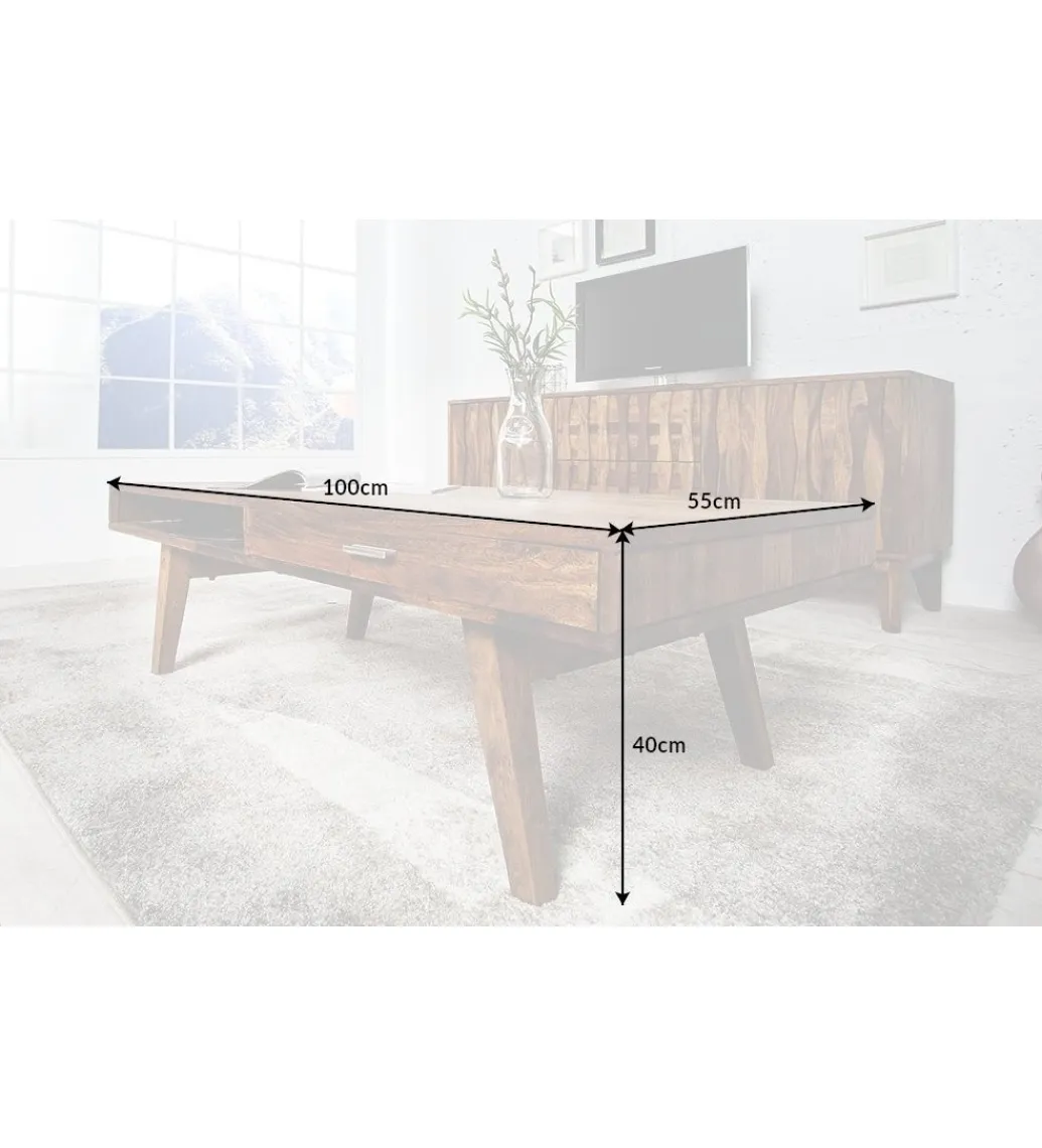Invicta Interior - przedsprzedaż Stolik kawowy Retro 100 cm drewno Sheesham