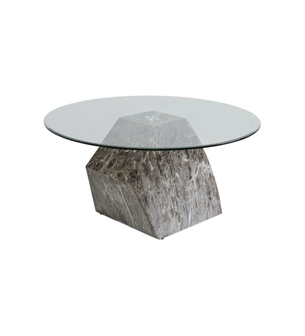 KARE Stolik kawowy ROCKY 90 cm szary marmur