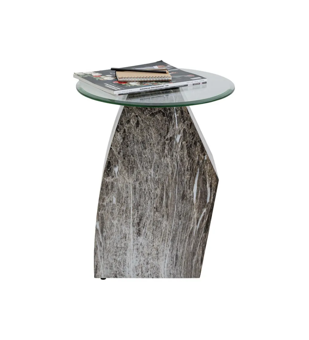 KARE Stolik kawowy ROCKY 45 cm szary marmur