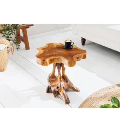 Invicta Interior - przedsprzedaż Stolik kawowy ROOT 40 cm drewno teak naturalny
