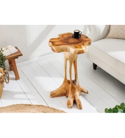 Invicta Interior - przedsprzedaż Stolik kawowy ROOT 70 cm drewno teak naturalny