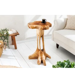 Invicta Interior - przedsprzedaż Stolik kawowy ROOT 70 cm drewno teak naturalny