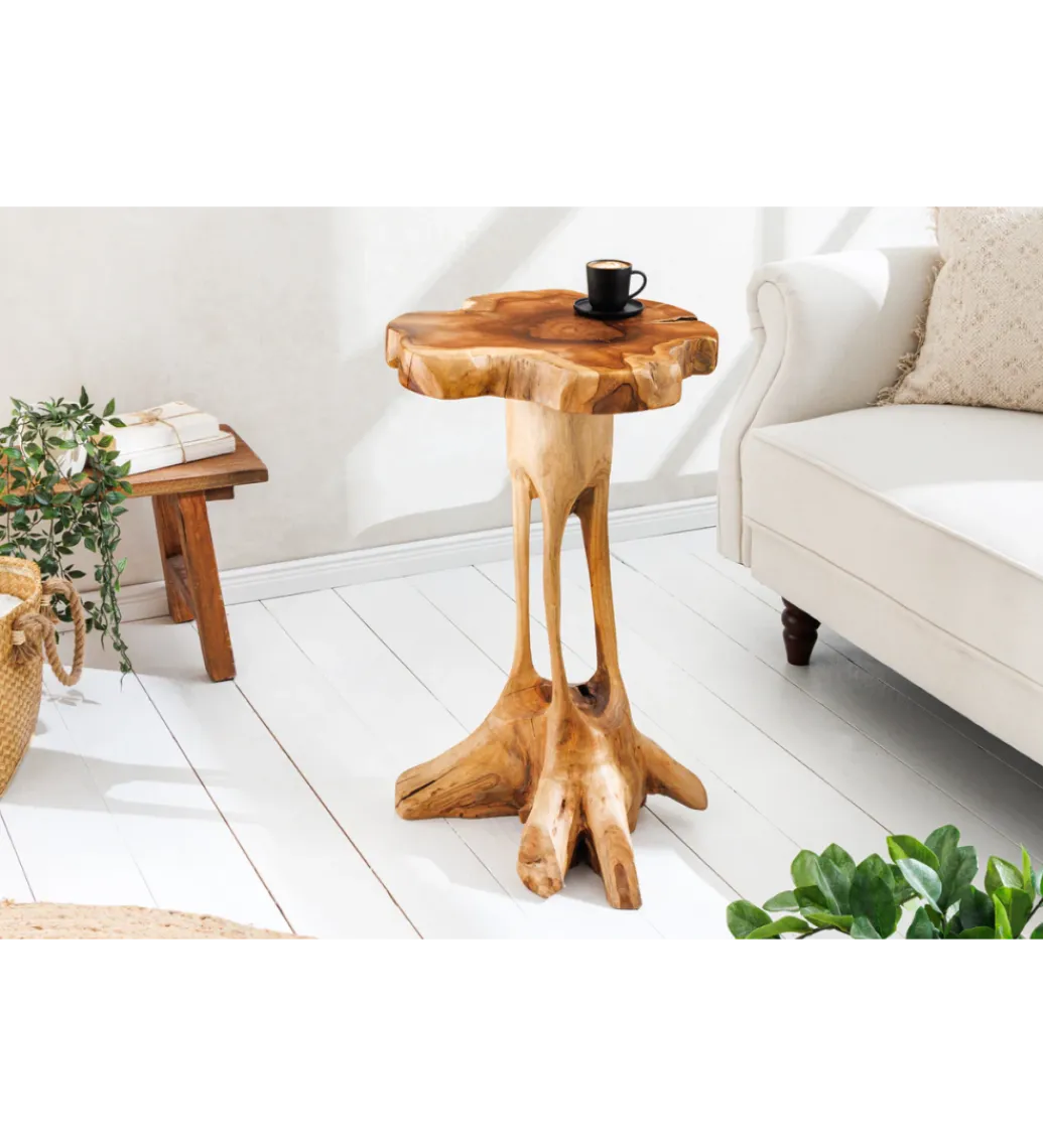 Invicta Interior - przedsprzedaż Stolik kawowy ROOT 70 cm drewno teak naturalny