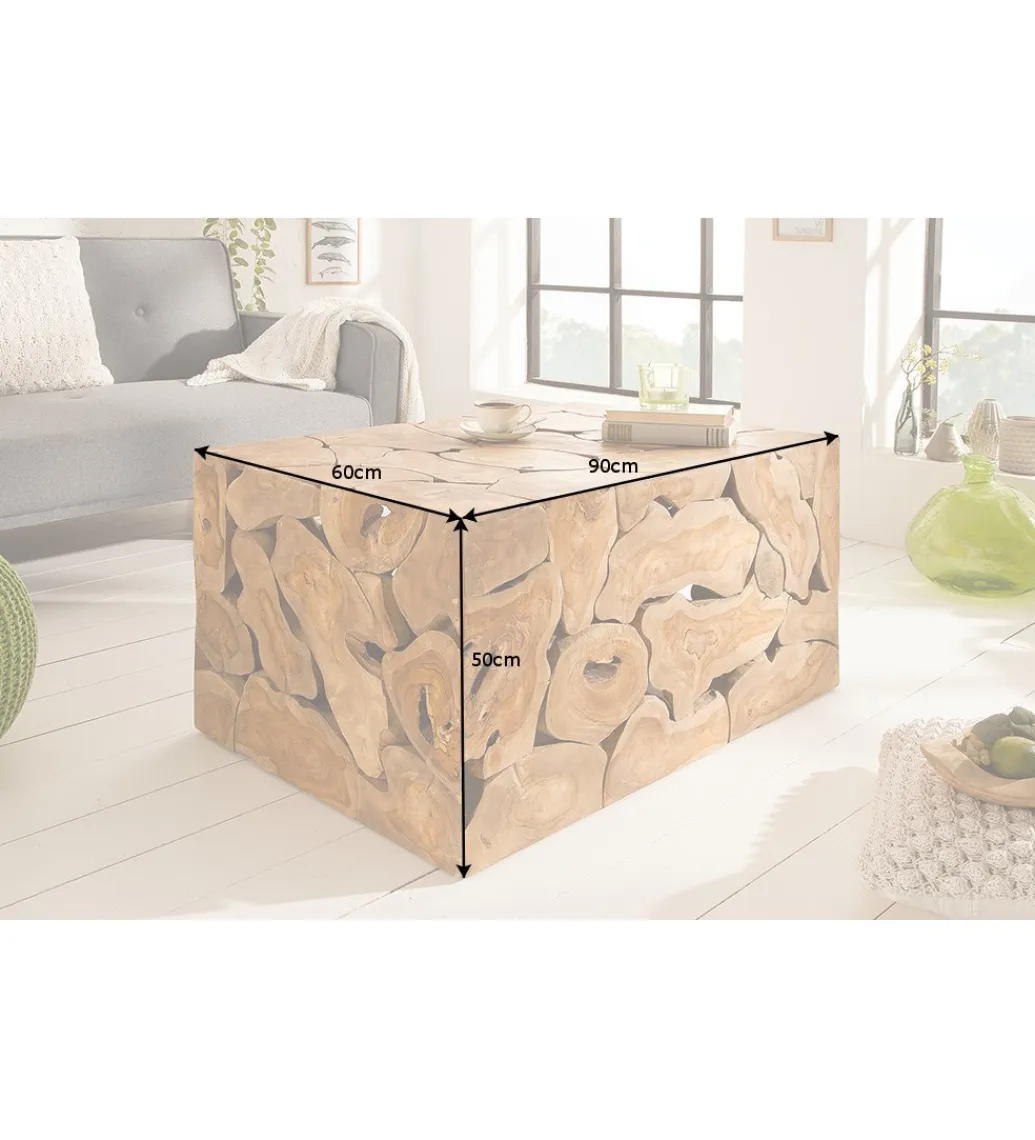 Invicta Interior - przedsprzedaż Stolik kawowy SHARK 90 cm drewno Teak