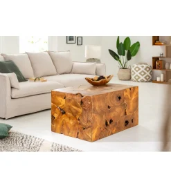 Invicta Interior - przedsprzedaż Stolik kawowy SHARK 90 cm drewno Teak