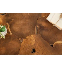 Invicta Interior - przedsprzedaż Stolik kawowy SHARK 90 cm drewno Teak