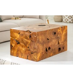 Invicta Interior - przedsprzedaż Stolik kawowy SHARK 90 cm drewno Teak