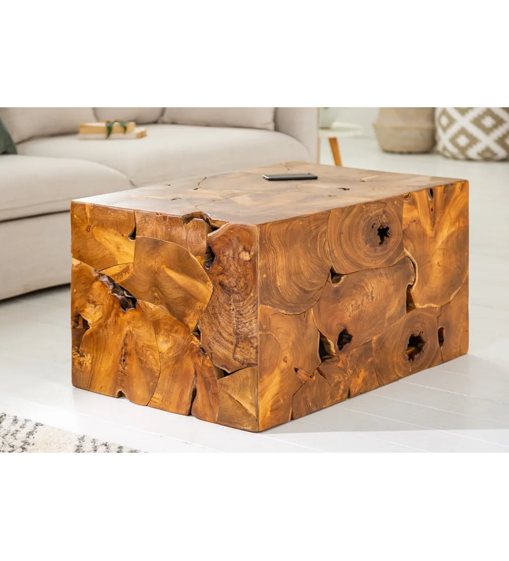 Invicta Interior - przedsprzedaż Stolik kawowy SHARK 90 cm drewno Teak