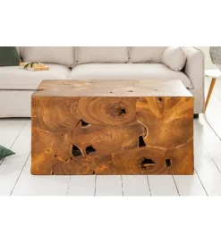 Invicta Interior - przedsprzedaż Stolik kawowy SHARK 90 cm drewno Teak
