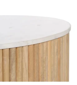 DENZO Stolik kawowy SPINDIMA 80 cm drewno mango marmur