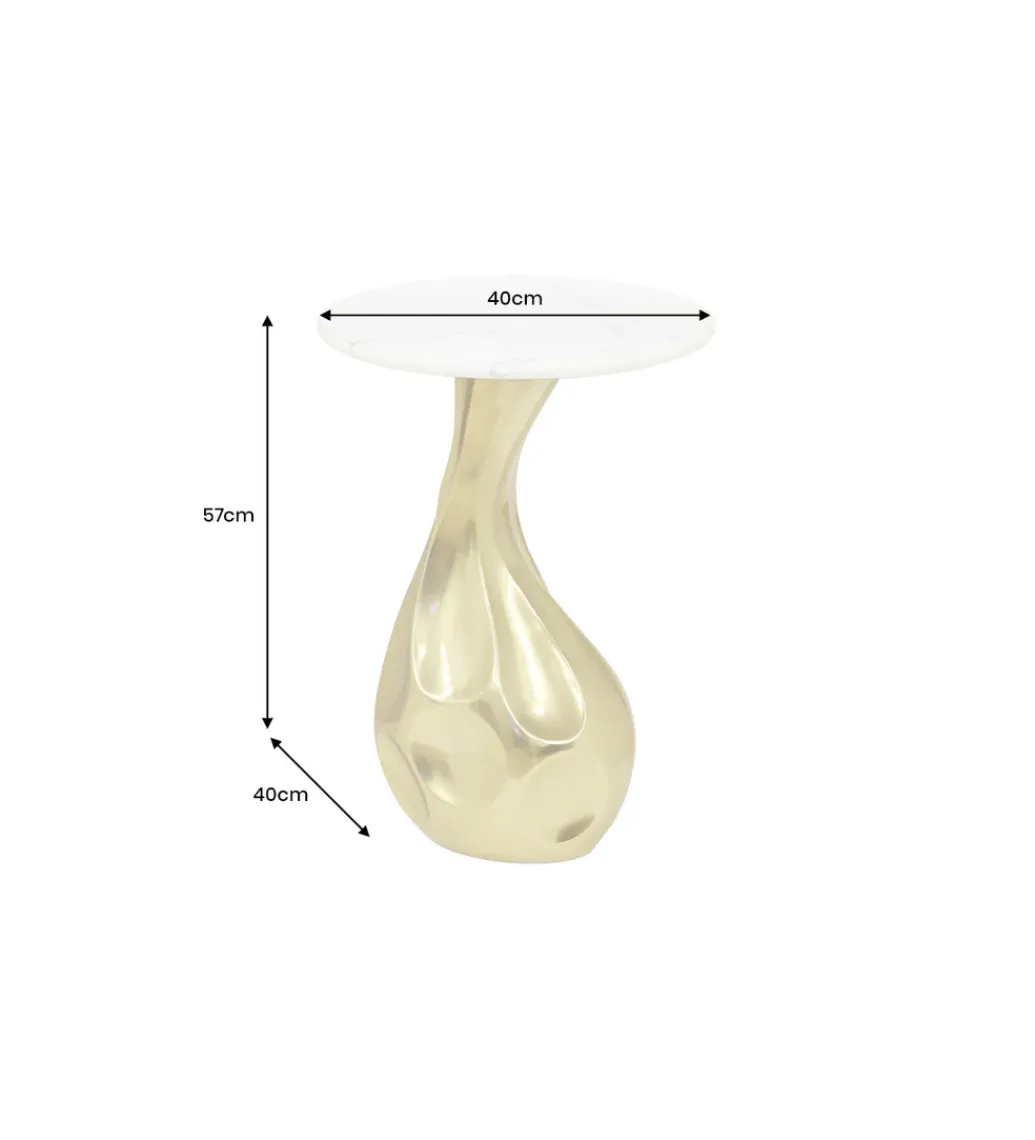 Invicta Interior - przedsprzedaż Stolik kawowy TEAR 60 cm złoty biały marmur