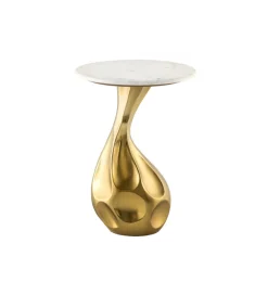 Invicta Interior - przedsprzedaż Stolik kawowy TEAR 60 cm złoty biały marmur