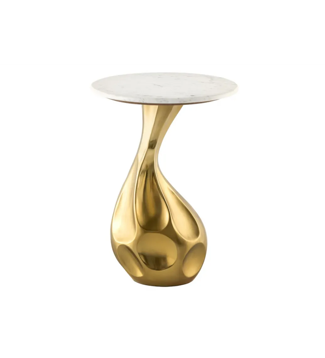Invicta Interior - przedsprzedaż Stolik kawowy TEAR 60 cm złoty biały marmur