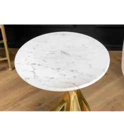 Invicta Interior - przedsprzedaż Stolik kawowy TEAR 60 cm złoty biały marmur