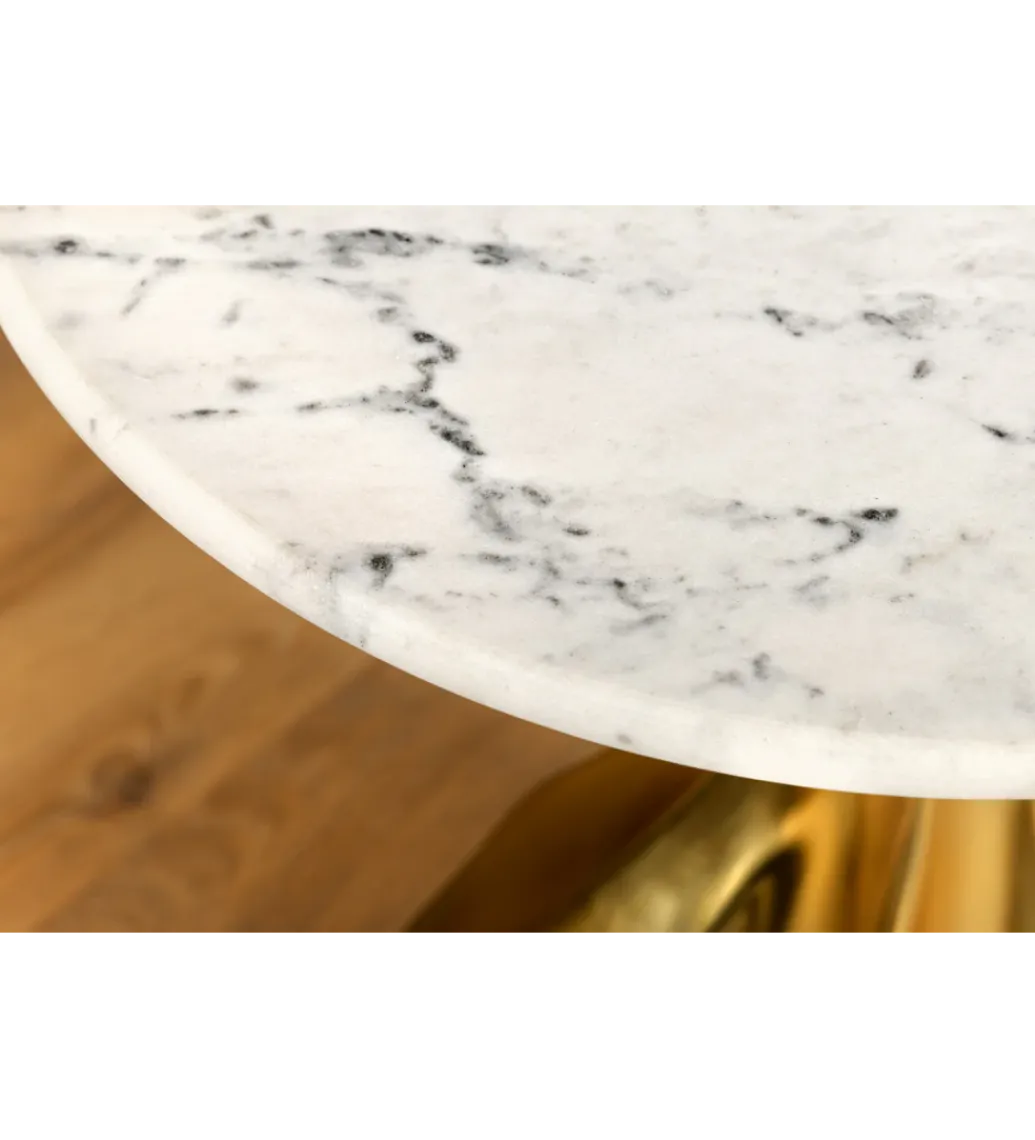 Invicta Interior - przedsprzedaż Stolik kawowy TEAR 60 cm złoty biały marmur