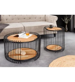 Invicta Interior Stolik kawowy TRUE ELEMENTS 46 cm  drewno akacjowe czarny naturalny