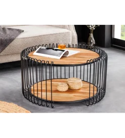 Invicta Interior Stolik kawowy TRUE ELEMENTS 70 cm  drewno akacjowe czarny naturalny