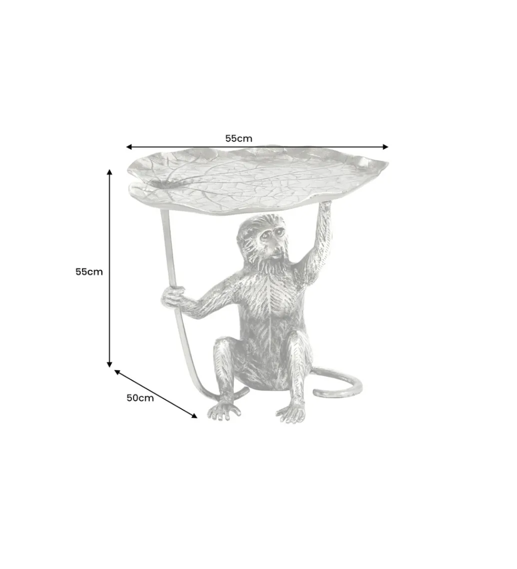 Invicta Interior Stolik kawowy WILDLIFE MONKEY 55 cm srebrny