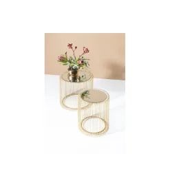 KARE Stolik kawowy Wire set Brass zestaw 2 złoty