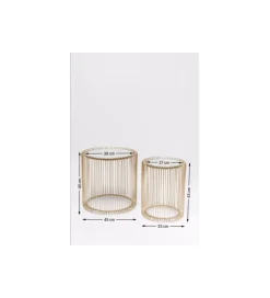 KARE Stolik kawowy Wire set Brass zestaw 2 złoty