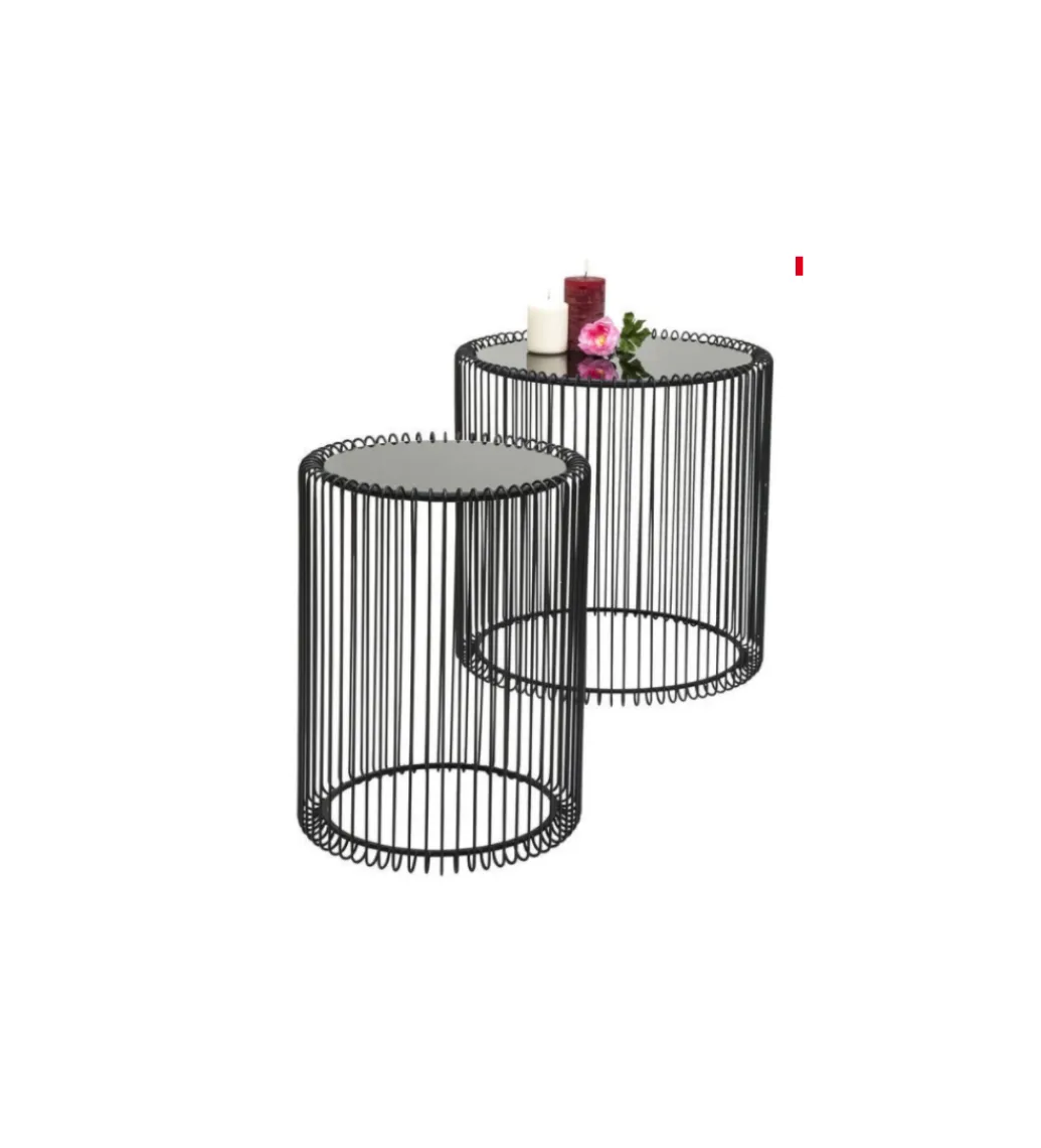 KARE Stolik kawowy Wire set zestaw 2 czarny