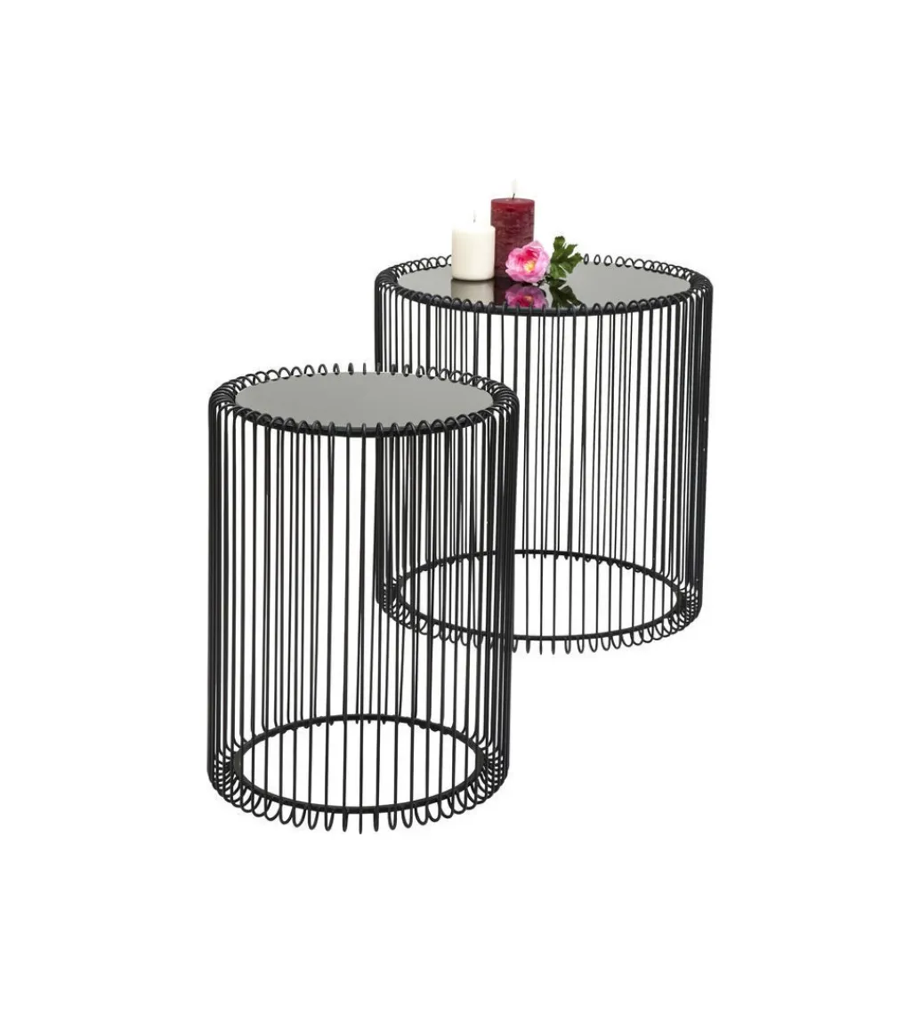 KARE Stolik kawowy Wire set zestaw 2 czarny