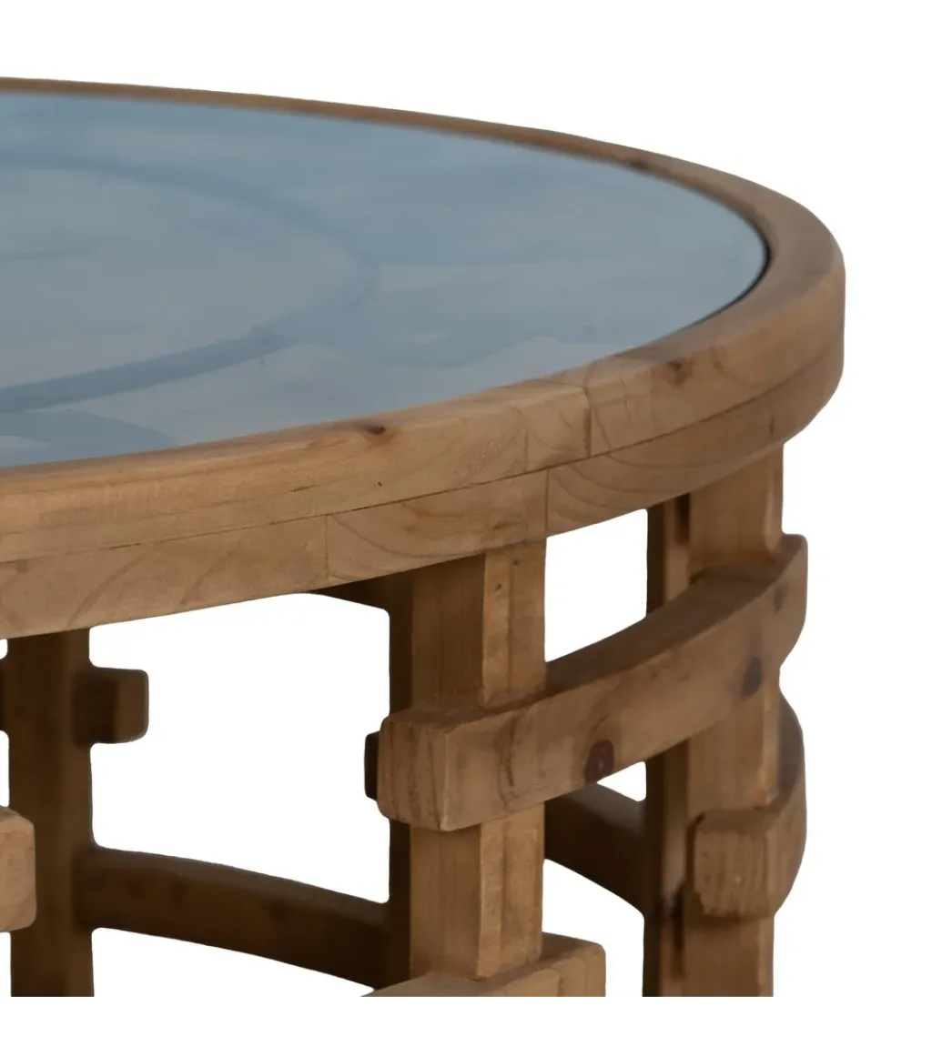 Zona-Design Stolik kawowy ZEGAR 80 cm drewno jodła