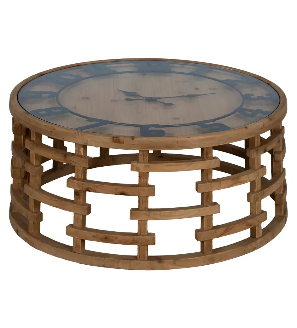 Zona-Design Stolik kawowy ZEGAR 80 cm drewno jodła