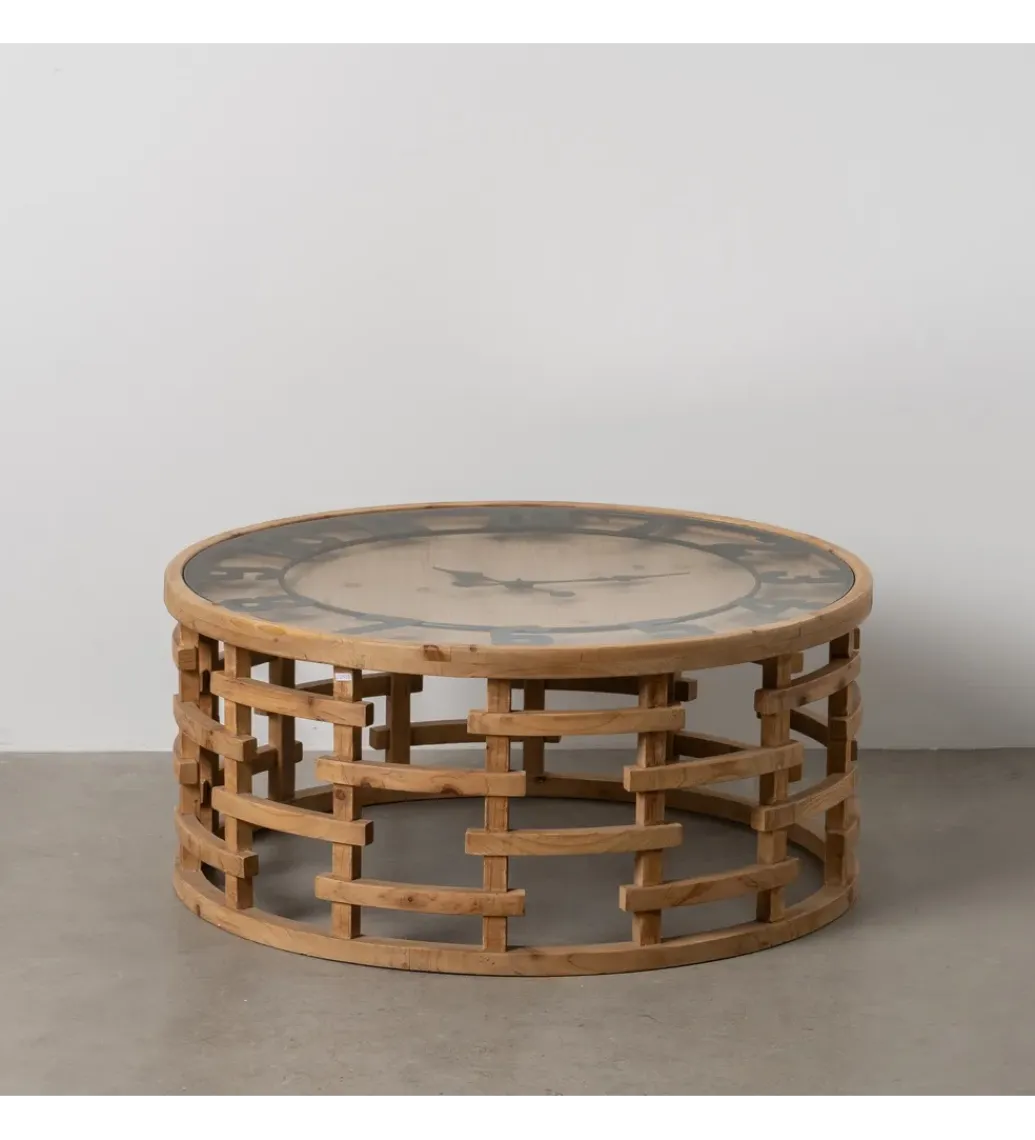 Zona-Design Stolik kawowy ZEGAR 80 cm drewno jodła