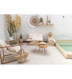J-Line Stolik kawowy ZIGZAK set 3 rattan