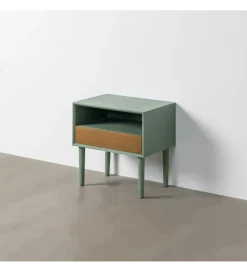 Zona-Design Stolik nocny MESTARONY 50 cm naturalna zielony półka otwarta