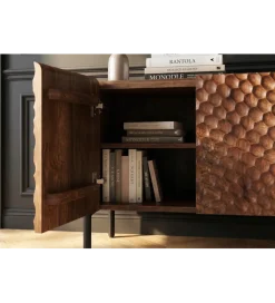 Invicta Interior Stolik pod TV ADLON 160 cm drewno mango wzór 3D