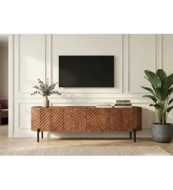Invicta Interior Stolik pod TV ADLON 200 cm drewno mango wzór 3D