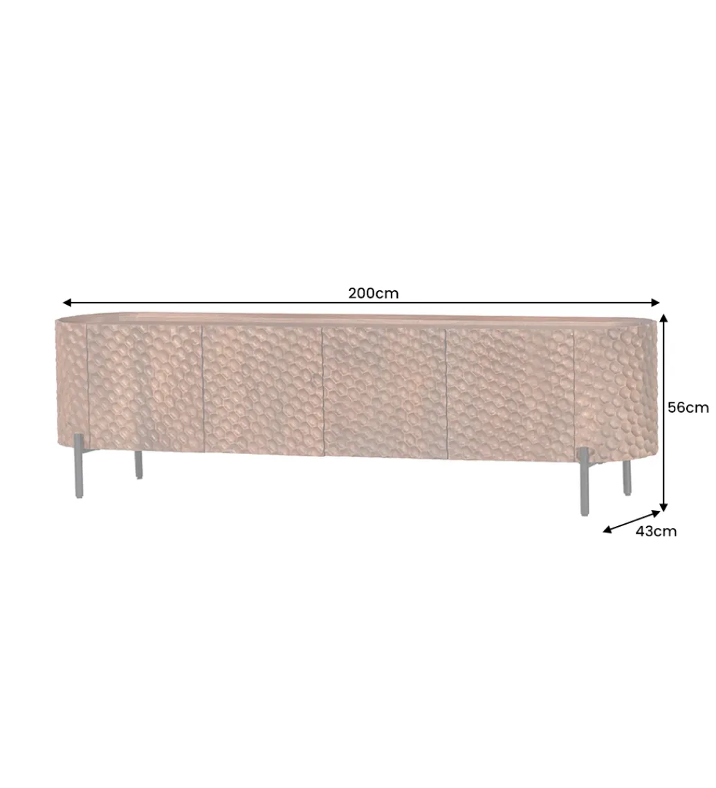 Invicta Interior Stolik pod TV ADLON 200 cm drewno mango wzór 3D