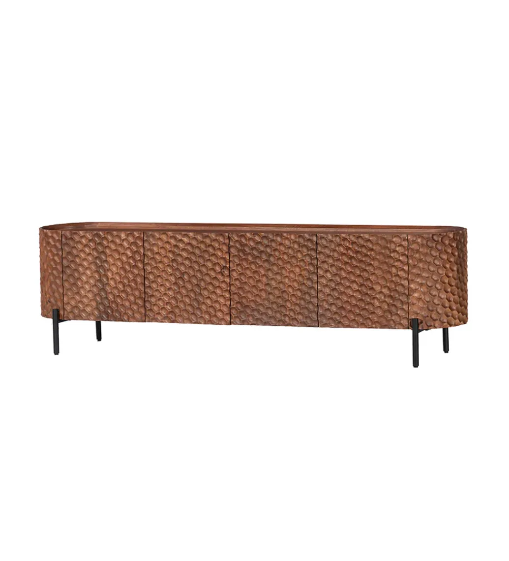 Invicta Interior Stolik pod TV ADLON 200 cm drewno mango wzór 3D