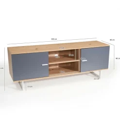 WOHNLING, GERMANY Stolik pod TV ALWIN 150 cm w optyce dębu szara