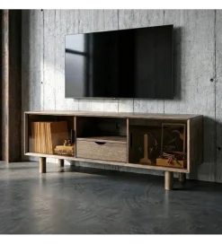 Zona-Design Stolik pod TV AMY 150 cm drewno kauczuk